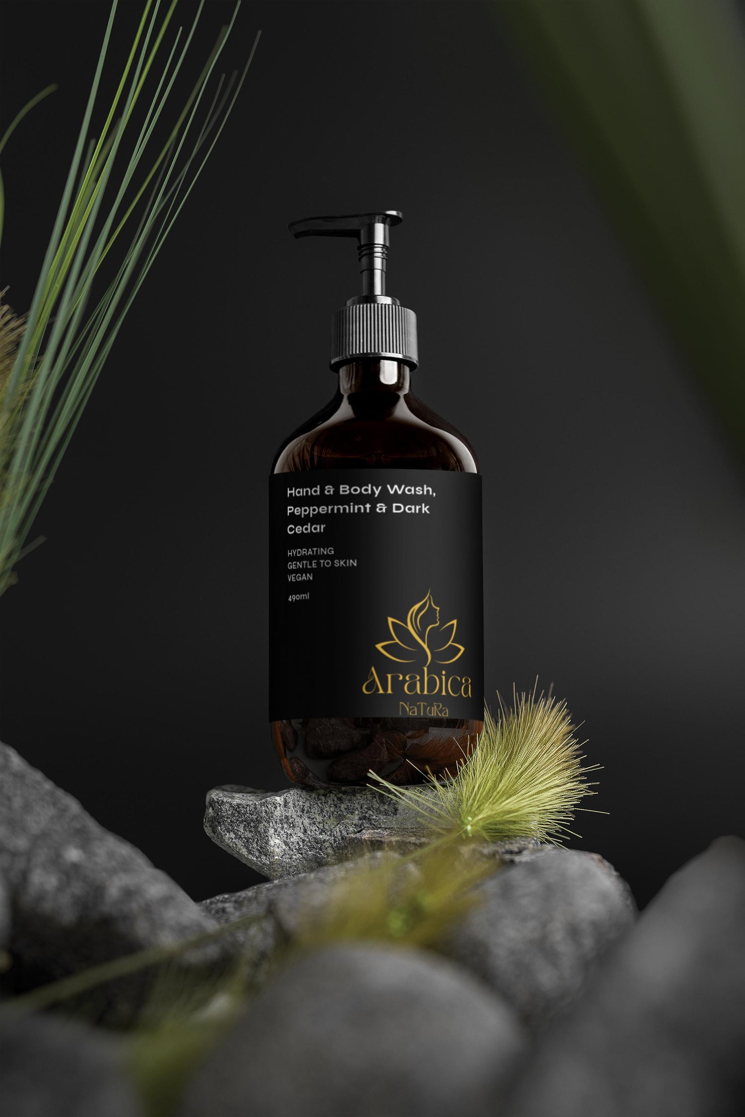 Gel de Baño para Manos y Cuerpo, Menta y Cedro Oscuro de Arabica Natura