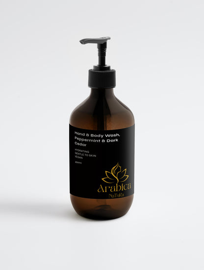 Gel de Baño para Manos y Cuerpo, Menta y Cedro Oscuro de Arabica Natura